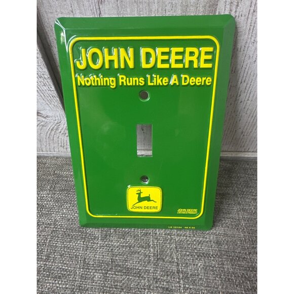 John Deere Green & Yellow Metal Light Switch Cover Plate - Picture 1 of 4